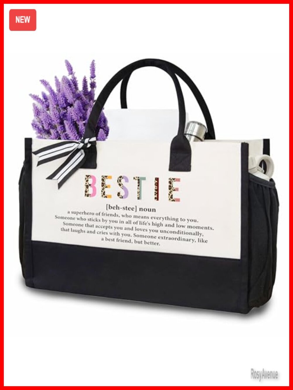 Canvas Tote Bag Bestie Definition Large Travel Handbag Heavyweight Cotton Lining